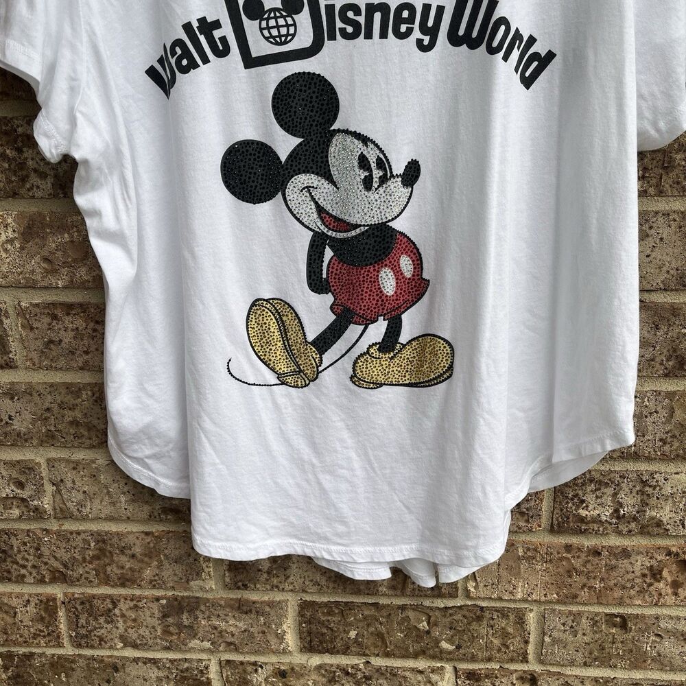 Disney Parks Womens Walt Disney World Mickey Mouse Rhinestone Fashion Tee 2X - Picture 5 of 8